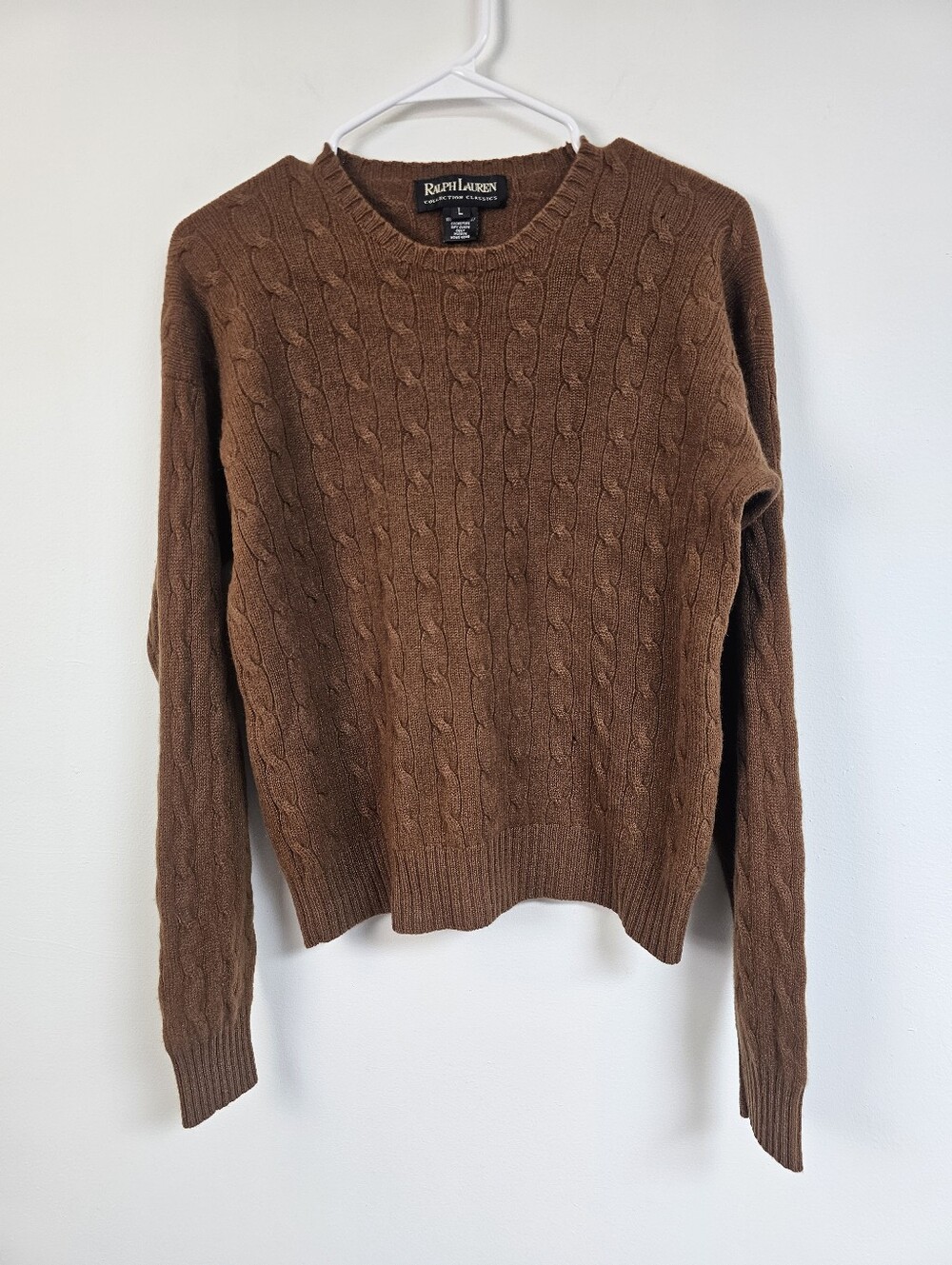 Ralph Lauren Collections Cashmere Cable Knit Chocolate Brown Sweater Old Money